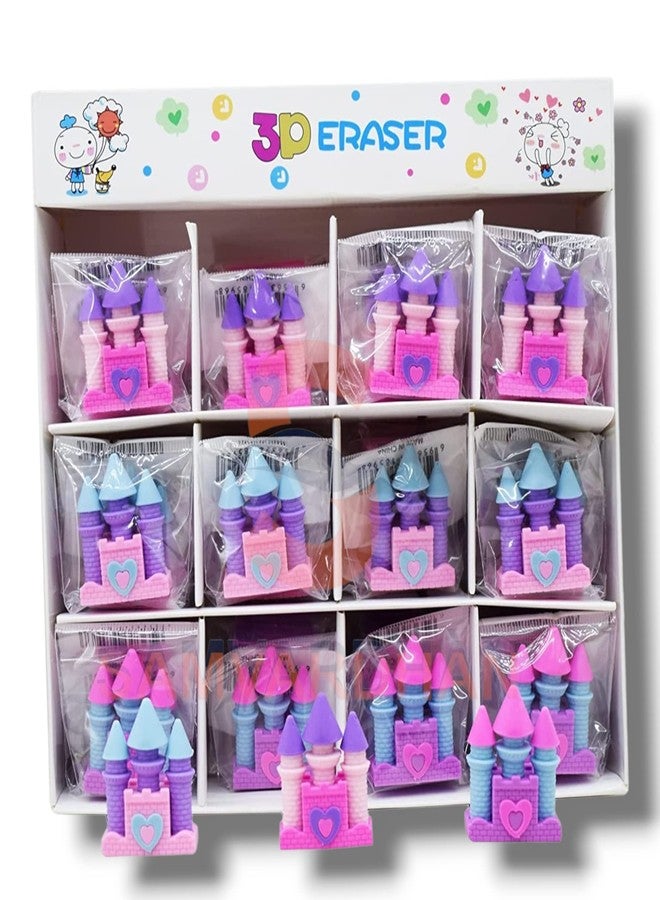 SAMVARDHAN 3D Castle Design Shape Erasers for Kids/Girls Birthday Return Gifts (12) - Image 1